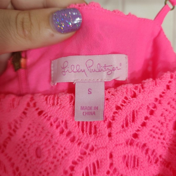 Lilly Pulitzer Womens Dress Jennilee Trellis Lace Barbie Pink Mini Fit Flare S - Picture 7 of 12